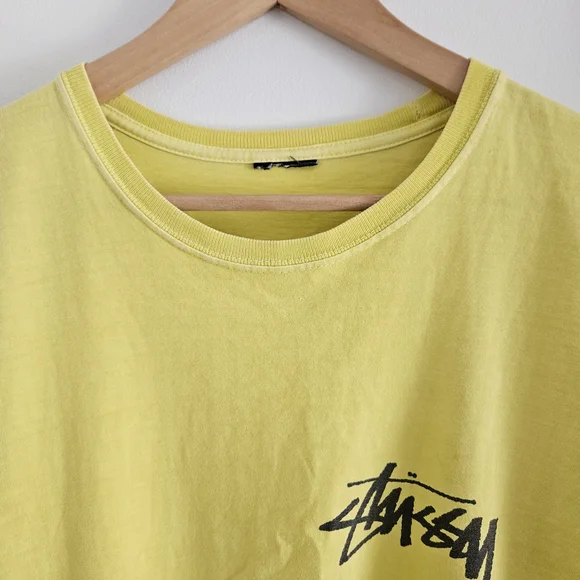 Vintage Stussy Shirt Mens 2XL Yellow Logo Streetwear Y2K - Picture 5 of 7